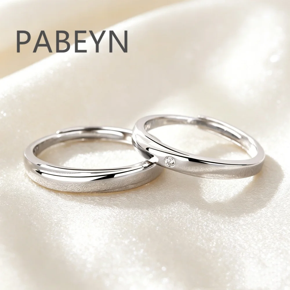 925 Sterling Silver Fashion Minimalist Couple Miniature Zircon Ring, Adjustable, Birthday Party Anniversary Gift