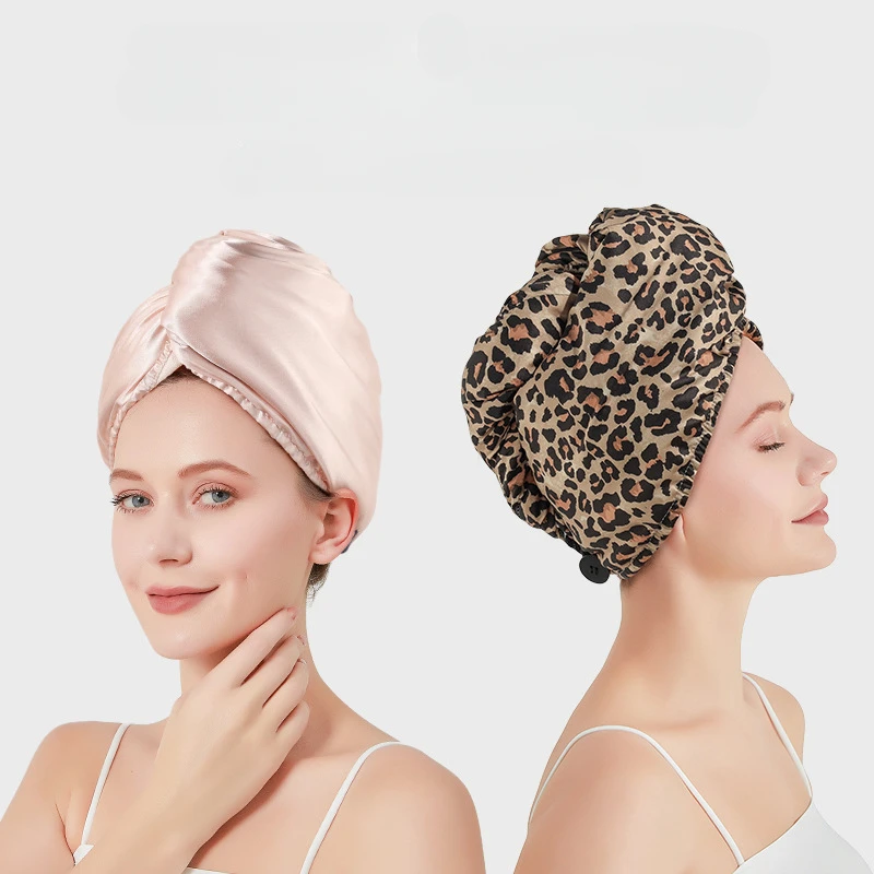 Double-Deck Dry Hair Hat for Women, Thick and Strong, Water Absorption Satin Scarf, Antibacterial Care Towel, Silk, Household