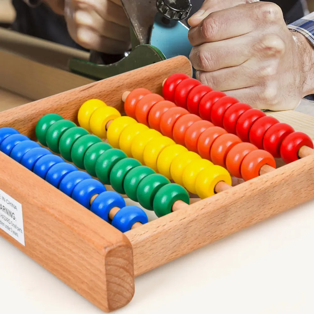 2Pcs Five-Column Beechwood Abacus for Kids Early Math Learning Preschool Counting Tool Hand-Eye Coordination Development Vintage