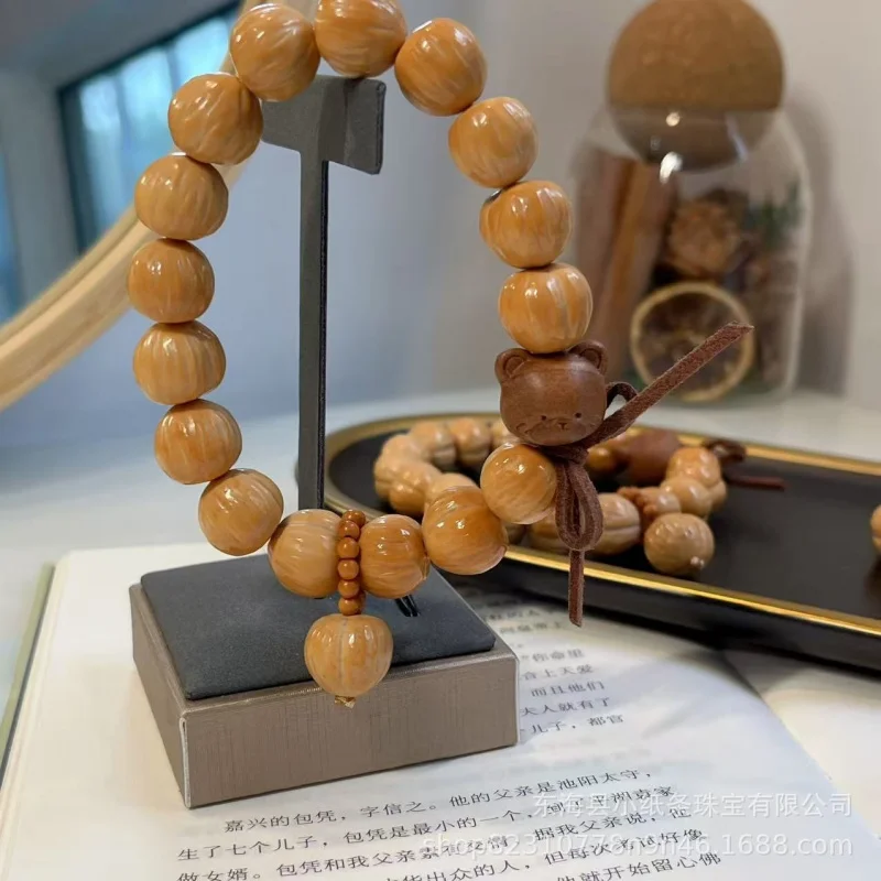 

New product: Monkey Figurine Handmade Artistic , Love Heart Bracelet, Walnut and Peach Wood with Sandalwood Bear Br