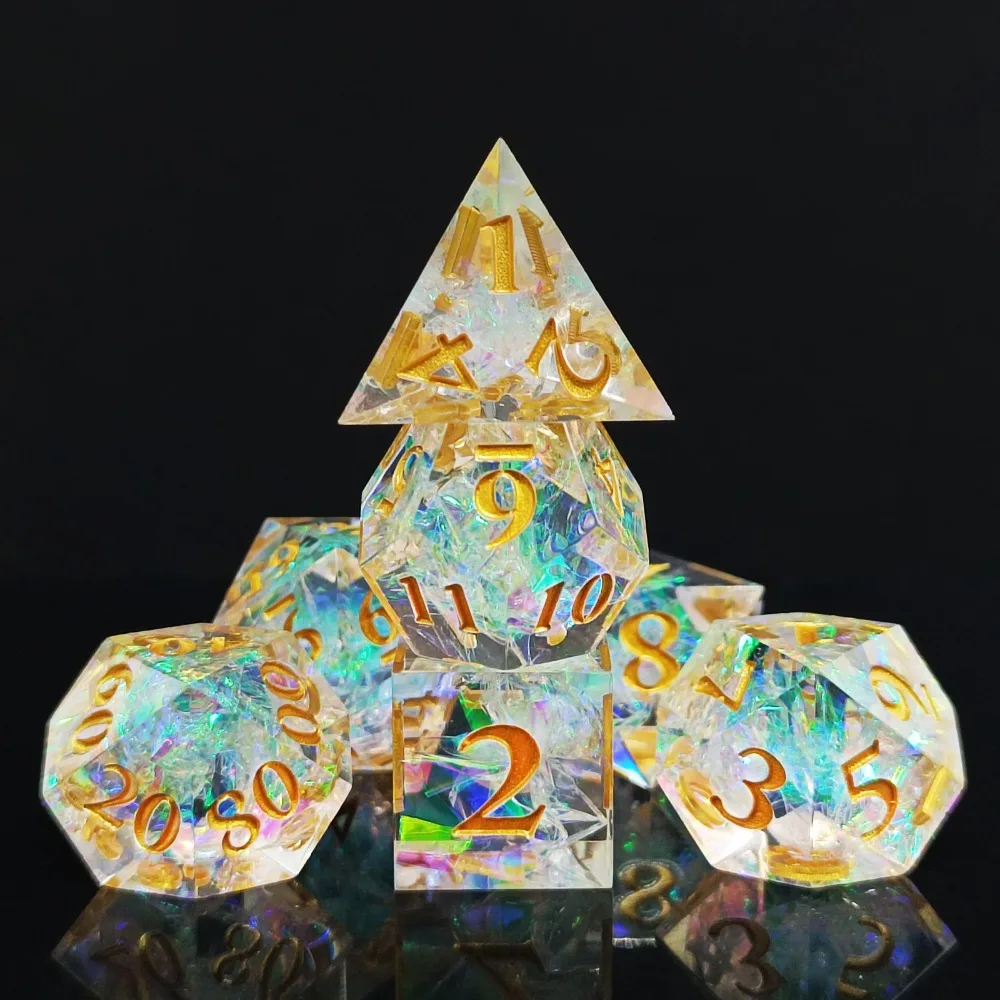 

7pcs/set Resin Polyhedral Dice Set for Dungeons & Dragons COC Run Cthulhu Run Board Game Sharp-edged Resin Dice Set