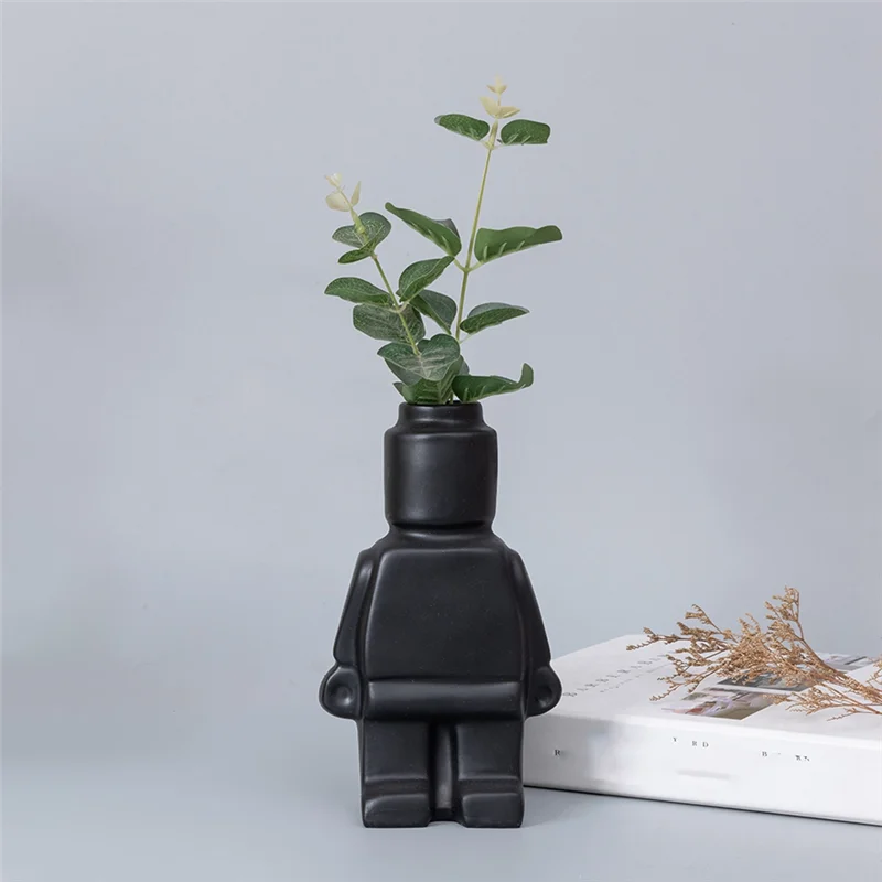 ABZL Decorazione d'interni moderna Articoli Vaso robot Vaso da fiori per interni Decorazioni per scrivania da ufficio