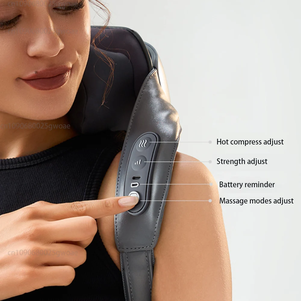 

Neck Shoulder Massager Deep Tissue Shiatsu Back Massagers with Heat for Pain Relief Kneading Beating Muscles Massage