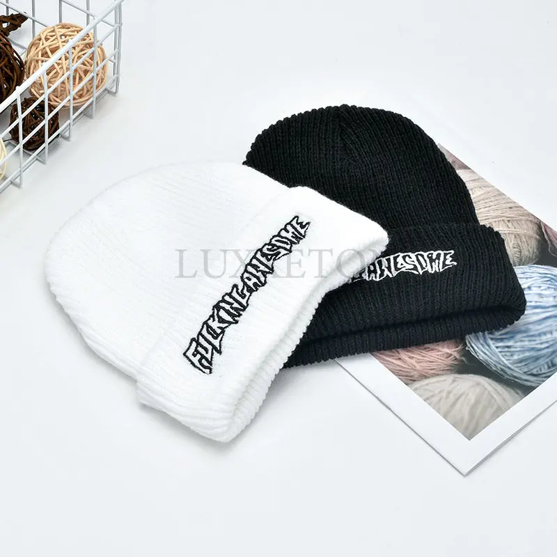 

Men's and Women's Casual Knitting Hats Fashion Letters Embroidery Winter Hats Outdoor Hip Hop Warm Skull and Bear LUXXETON