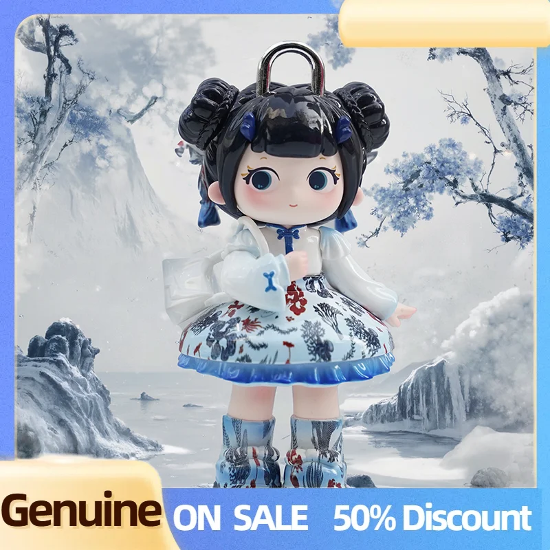 

Letsvan Ziyuli Blue And White Porcelain Series Pvc Figure Package Hanging Card Bag Room Desktop Decor Dolls Model Girls Gift