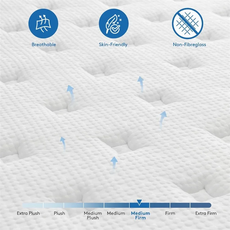 Memory Foam ibrido medio solido e materasso a bobine con tasche target in una scatola per alleviare il dolore