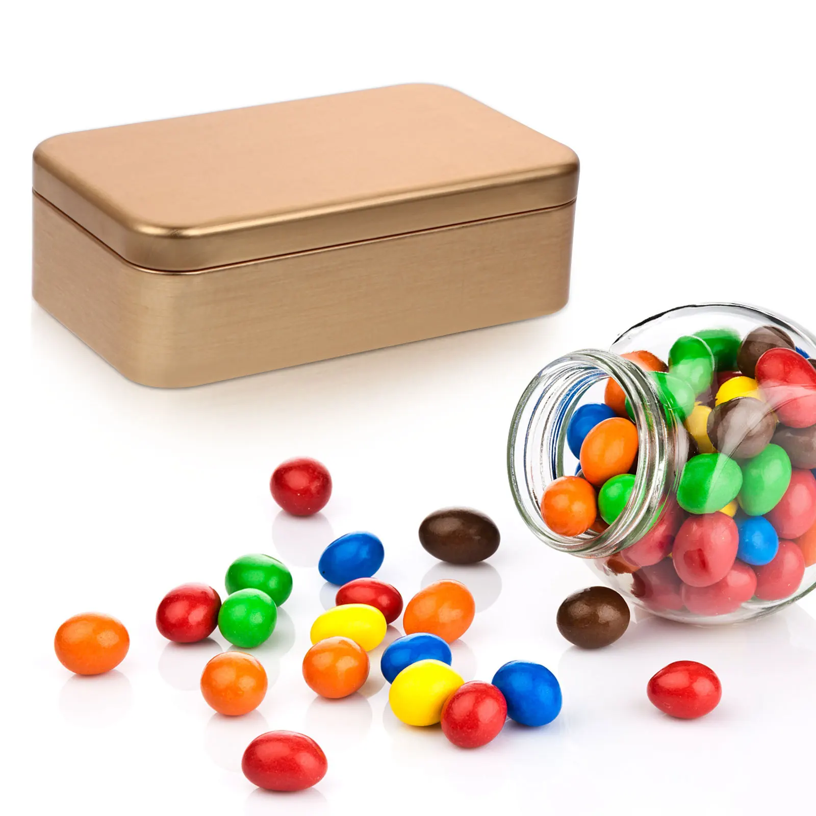 

4pcs Gift Packaging Box Tinplate Tins For Candy Usb Storage Sealed Dustproof Smooth Lid Wedding Party Favors