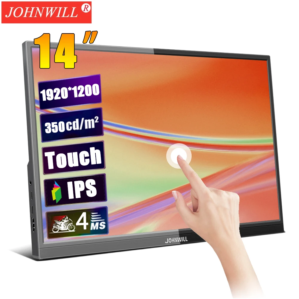 

14inch 1920X1200 16:10 Portable Monitor IPS Panel PC Gaming Touchscreen HDMI-Compatible Type-c For Laptop PS4 PS5 Switch Display