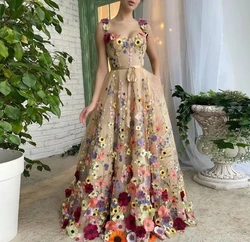 3D Floral Embroidery Strap Slim Maxi Dresses for Women Elegant Fashion Backless Sleeveless Wrap Hip Sexy Party Long Dress 2024