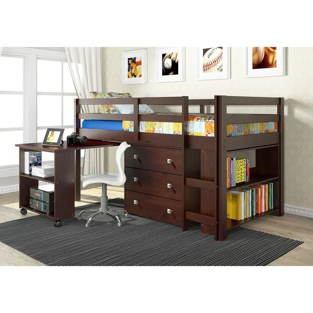 Twin Size Study & Sleep Puccino Low Loft Bed