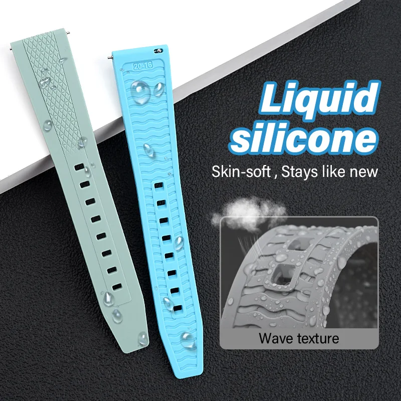 New Liquid Silicone Watch Strap 20/22mm Universal Quick-Release Soft and Comfortable Adjustable Silicone Sports Strap