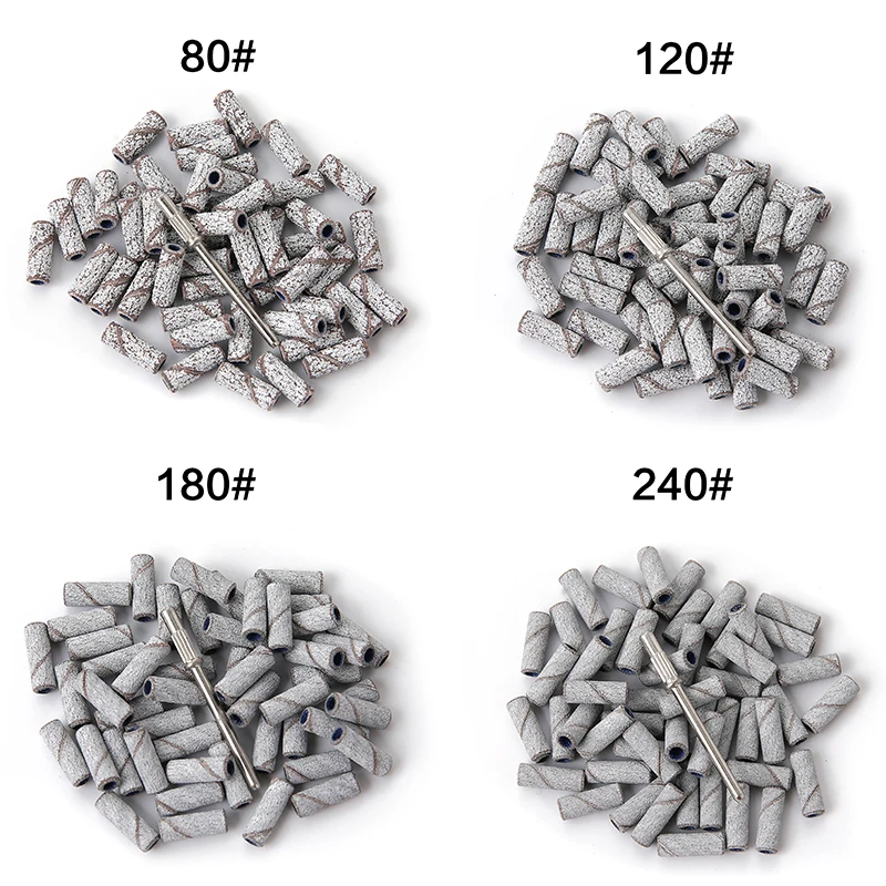 50 개/상자 3mm 미니 샌딩 밴드 1 샤프트 네일 드릴 비트 맨드릴 세트 전기 매니큐어 액세서리 도구 죽은 스킨 리무버