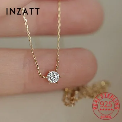 INZATT Collana girocollo con ciondolo con perline rotonde in vero argento sterling 925 con zirconi per donna Accessori geometrici classici di alta gioielleria