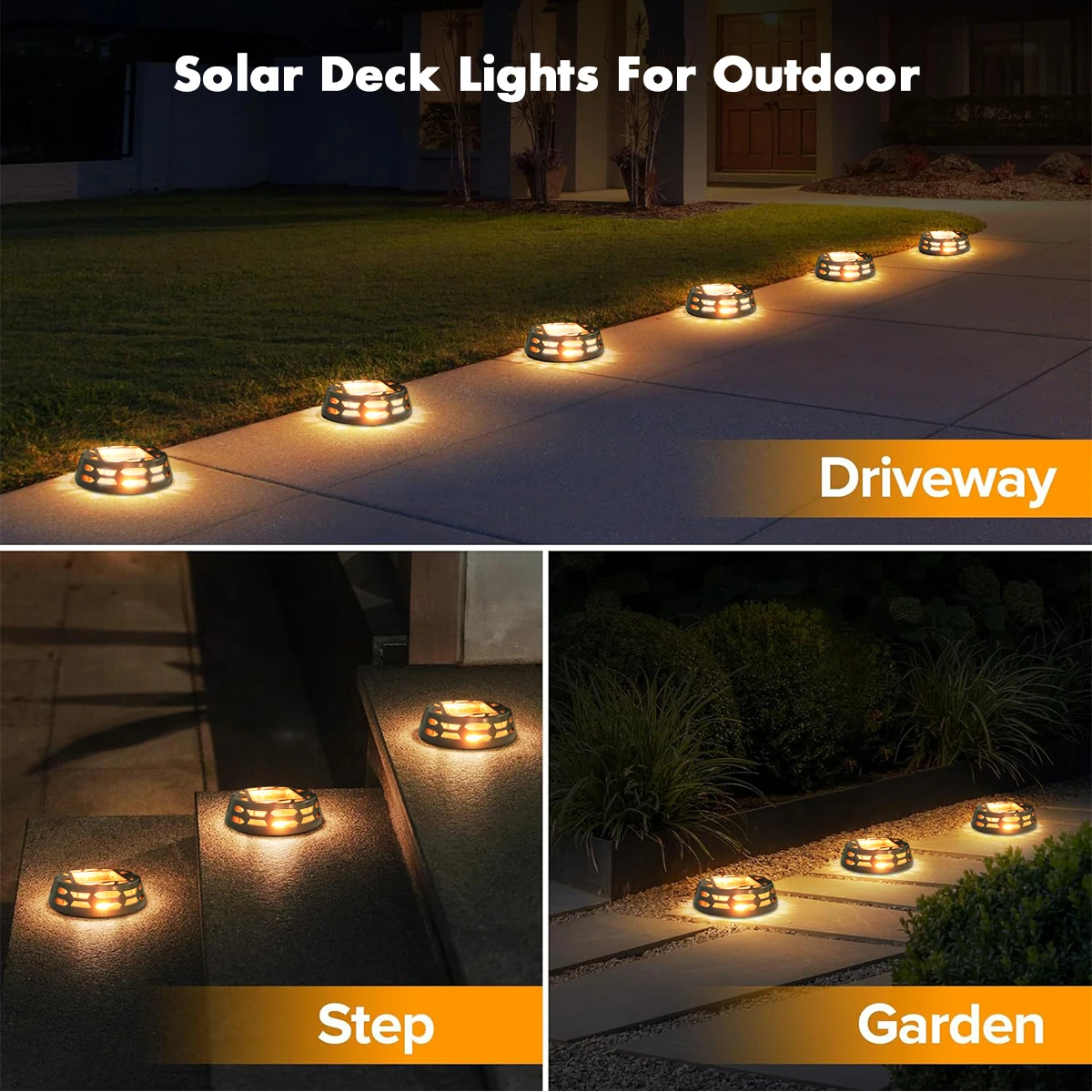 Solar Deck Lights Outdoor Driveway Marker Dock LED Light IP67 Waterproof Road Markers for Driveway Sidewalk Garden Pathway Yard