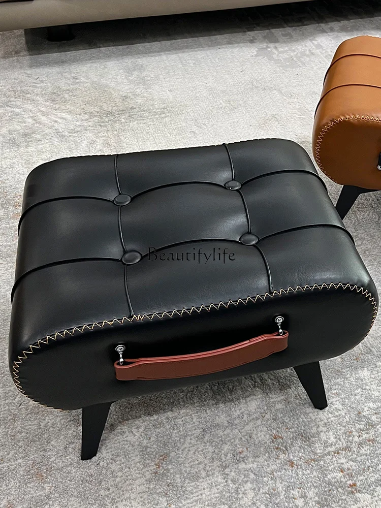 Light Luxury High-Grade Tea Table Sofa Stool Household Pedal Shoe Changing Stool Doorway Leather Pier