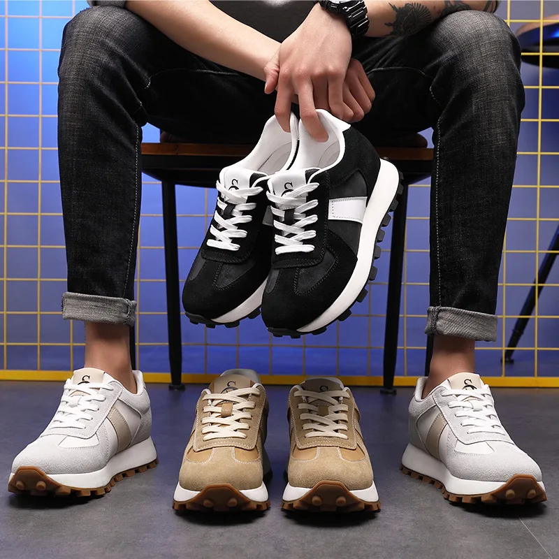 Genuine Leather Men Sneakers Elevator Shoes Hidden Height Increasing Shoes Men 8 6CM Sports Casual Flat Oxfords Man Heightening