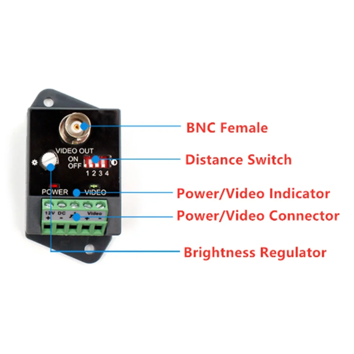 Single-Channel Active Video Balun for CCTV HD-TVI CVI AHD Active HD Video Transceiver