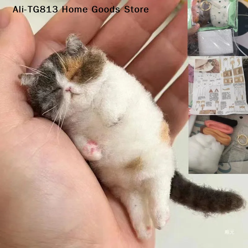 

[TG813]Sheep Felt Poke Cat Handmade Material Bag For Beginner Diy Wool Needle Felting Simulation Creative Animal Gifts