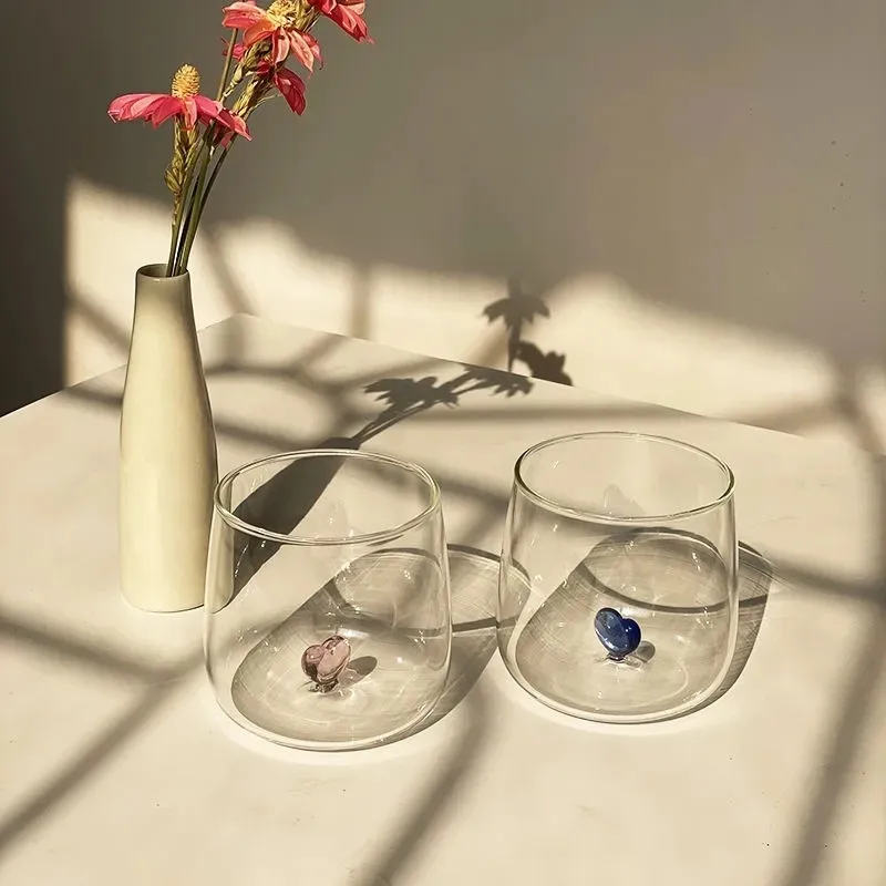 Creative Transparent Glass Cups Couple Glasses Coffee Mug Tea Cups Breakfast Latte Milk Juice Cup Cute Mugs Drinking Glasses