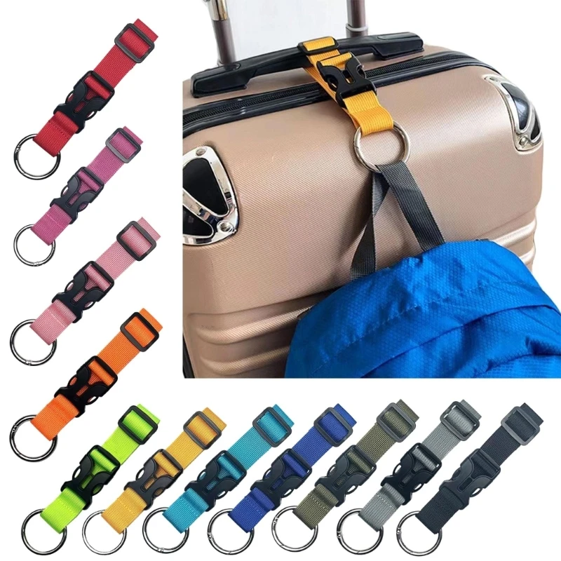 Heavy Duty Add a Bag Luggage Strap Adjustable Coat Holder Gripper Carry on Baggage Suitcase Belt Rings Hook Handbag Clip