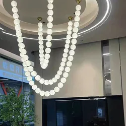 Luxury beaded chandelier Pearl Necklace acrylic ball lamp italian design light for Living dinning room Foyer staircase light