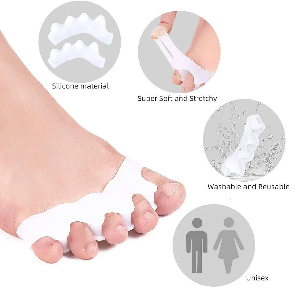 Separador de dedos de los pies de silicona para mujer, Gel suave transpirable para aliviar el dolor de pies, Protector de valgo del pulgar, separador de dedos de los pies, 2 pares