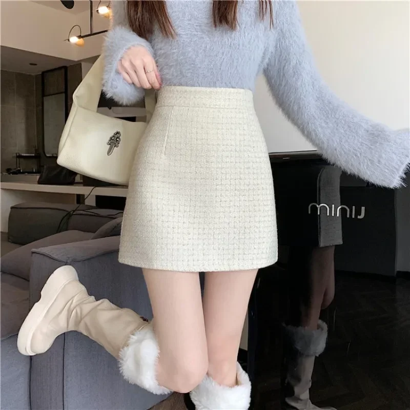 

High Waist Women Skirts Korean Style Solid Color A-line Zipper Slimming Office Lady Fashion Daily Basics Skirt Female L608