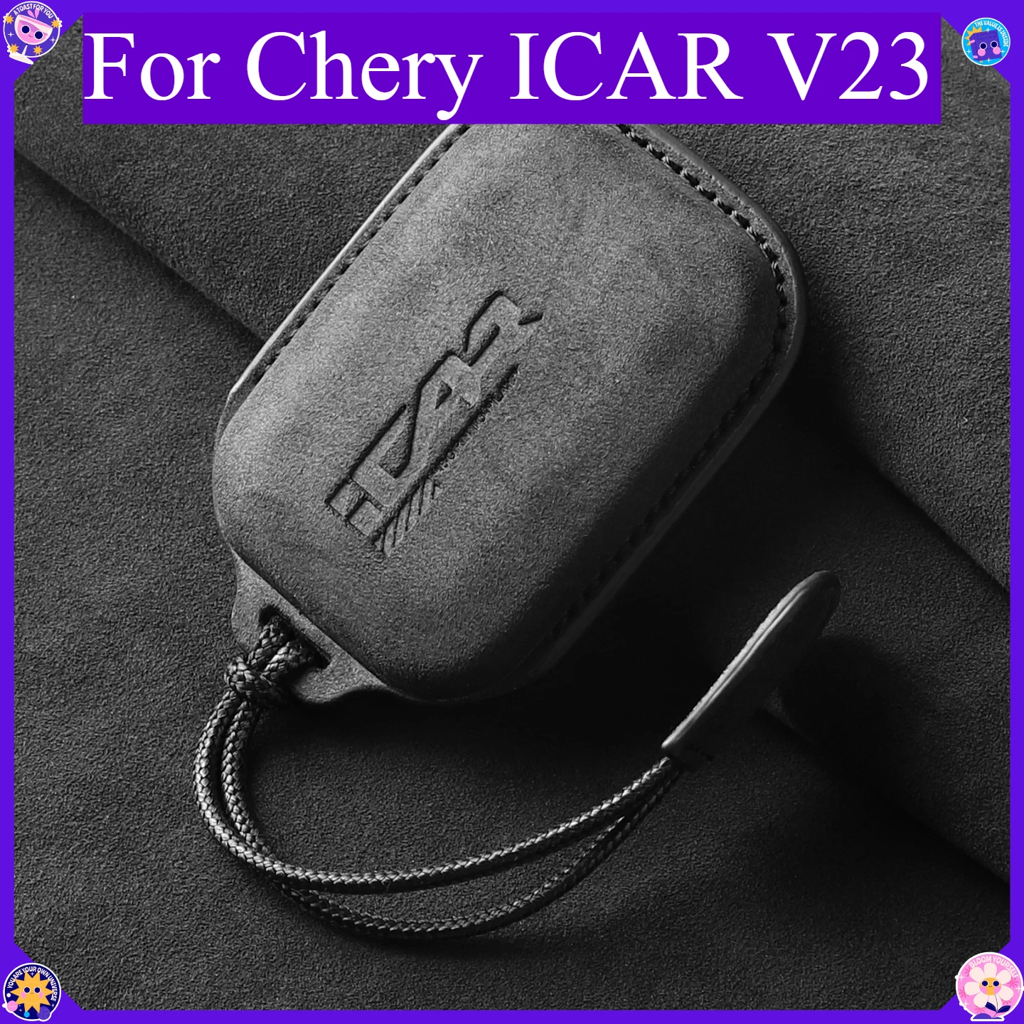 Car Key Cover Alcantara Protective Shell For Chery ICAR V23 Key Case Key Ring Holder Auto Modification Accessories