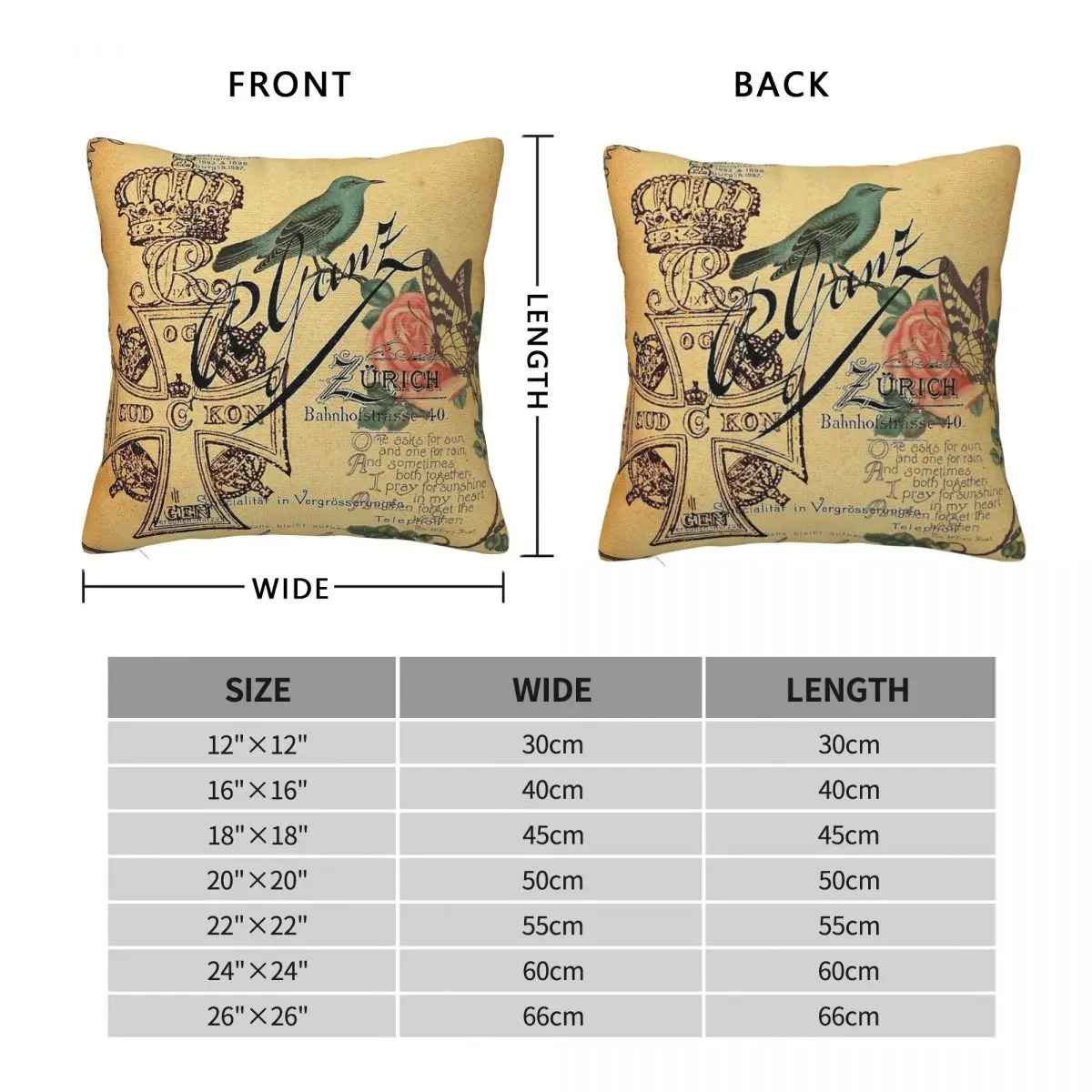 Dark Academia Jubilee Cross Bird Square Pillowcase Polyester Linen Velvet Printed Zip Pillow Case Sofa Seater Cushion Cover