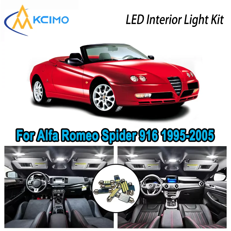 

High-Quality LED Interior Kit for Alfa Romeo Spider 916 1995-2005 1996 1997 Premium Error-Free Dome Map Trunk Automotive Lamps