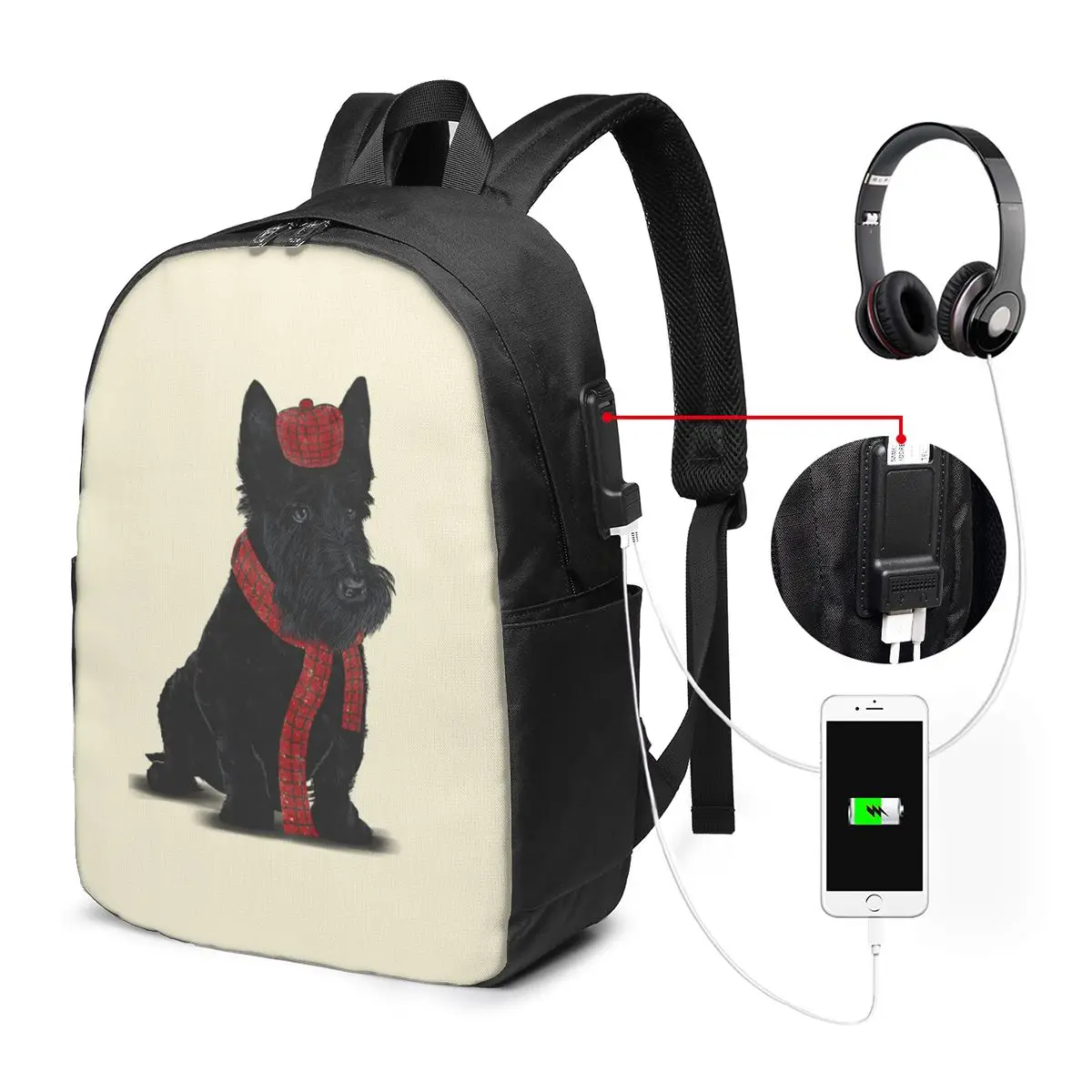 I Love My Scotties Dog 3 Backpack Travel Notebook Bag Computer College Student School Bag Laptop Shoulder Bags for Men Women