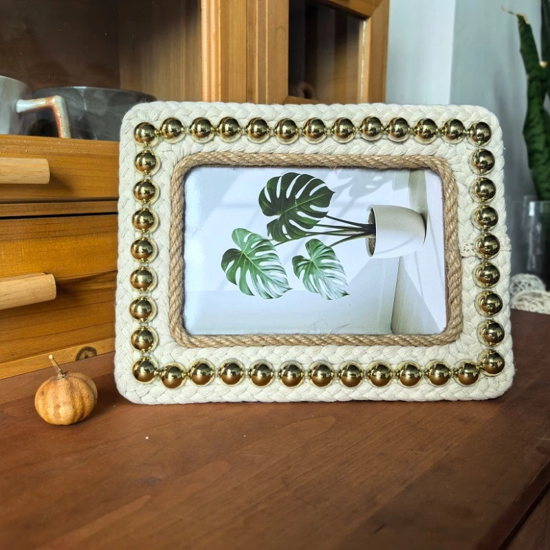 

Inlaid bead Photo Frame for Wall Hanging 10X15 cm Picture Frame Stand For Pictures Photo Display Home Decor