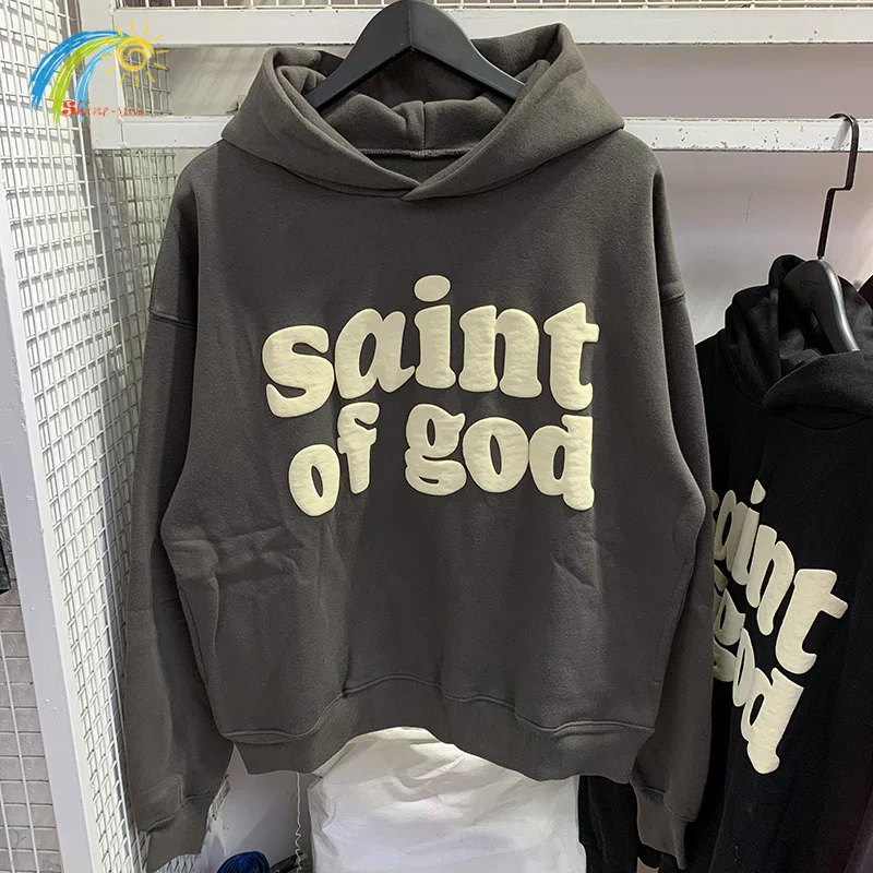 

23FW High Quality Puff Logo Saint Of God Hoodie Men Women Oversized Vintage CPFM Pullovers Sweatshirts Charcoal