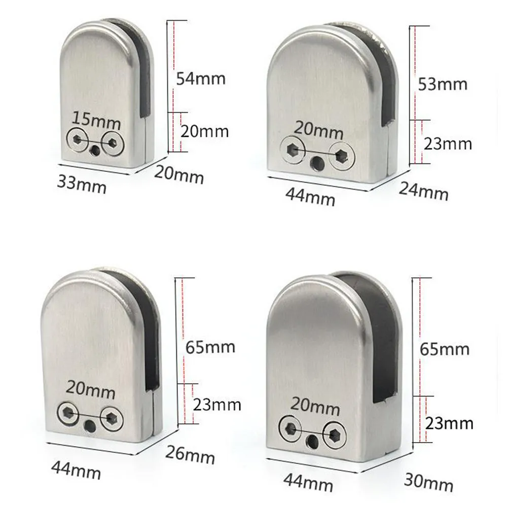 1Pcs Glass Holder Professional Stainless Steel Clip Glass Clamp for Screen Handrail Balustrade Support Rod 14x80mm