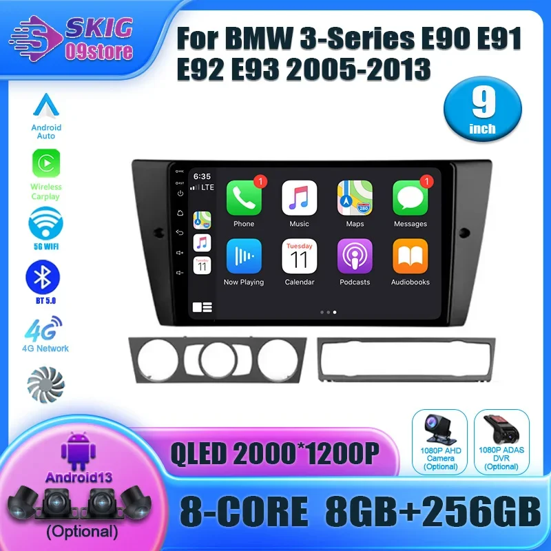 

For BMW 3-Series E90 E91 E92 E93 2005-2013 Wireless CarPlay Android Auto Multimedia Navigation GPS CarPlay Radio Screen Stereo