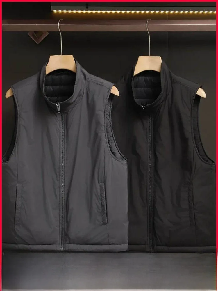 

Легкий ветрозащитный мужской пуховый жилет для активного отдыха с воротником-стойкой, универсальный, прочный, осенне-зимний