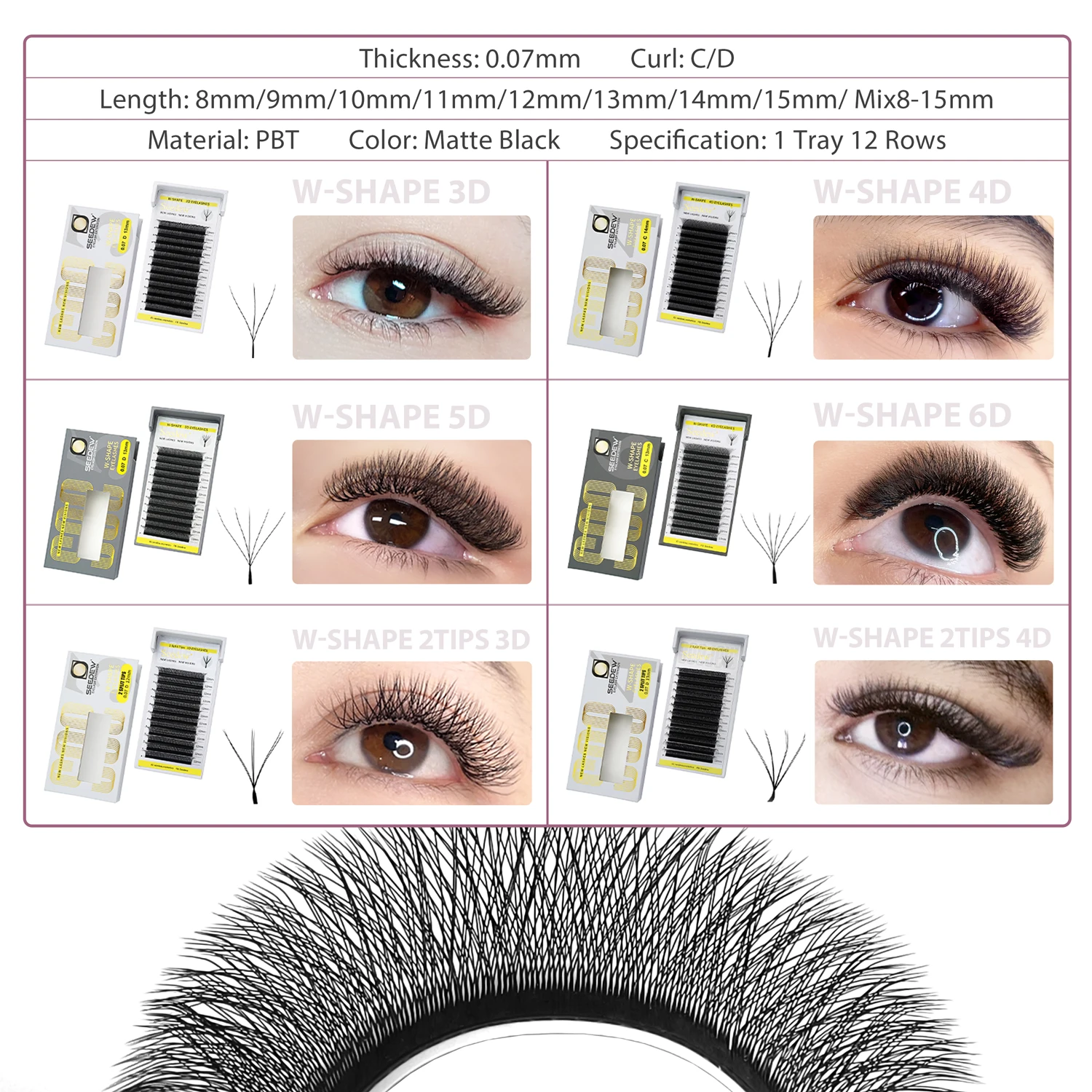 SEEDEW W Shape 3D 4D 5D 6D Automatic Flowering Bloom Premade Fans Eyelash Extensions Flowers Knows Makeup Super Soft Full Dense