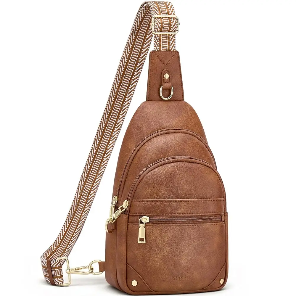 Anti Theft Crossbody Bags for Women, RFID Sling Bag Travel Purse, RFID Cross Body Purses Chest Bag for Travel Brown