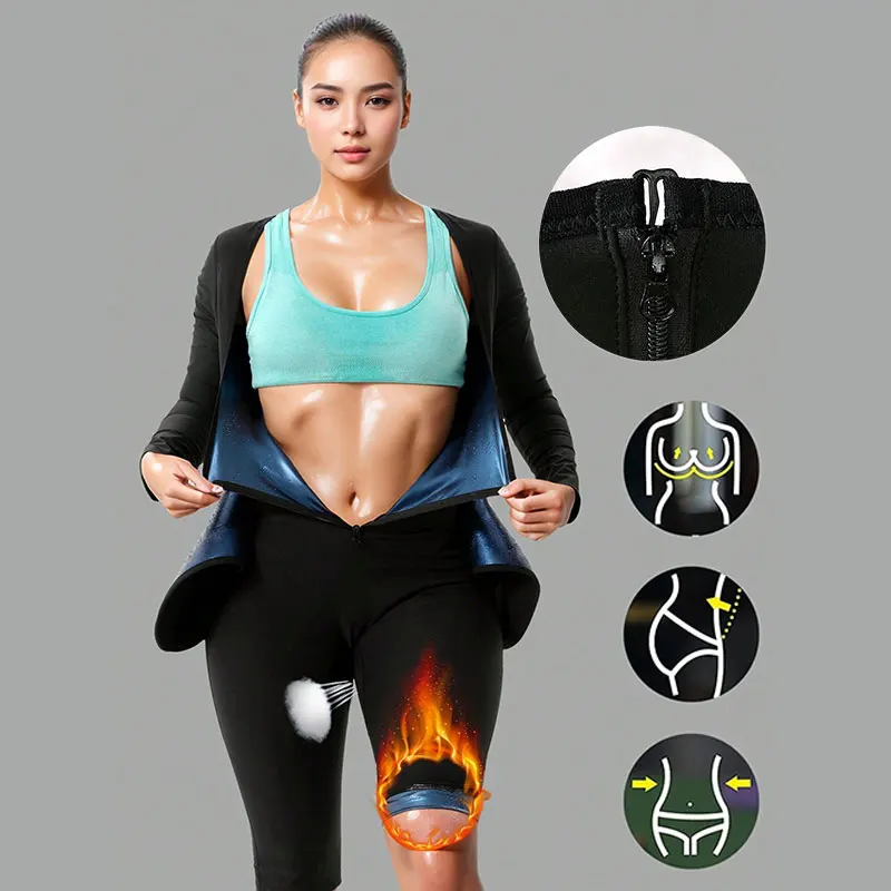 

Женские спортивные костюмы для сауны 4-в-1, шорты с длинными рукавами, комбинезоны для похудения, формирователь талии для похудения