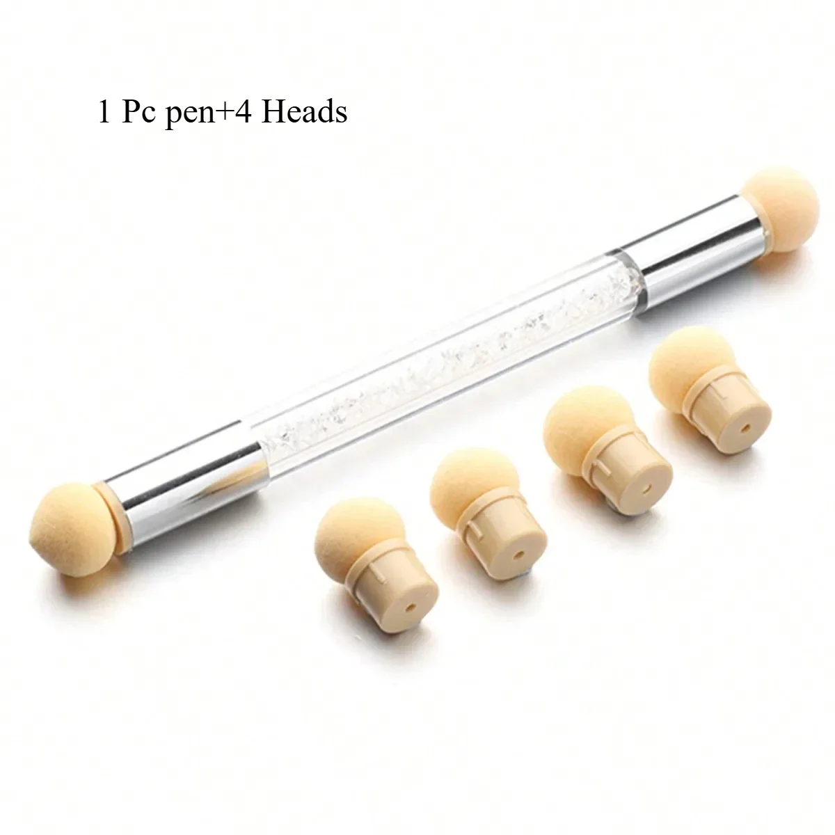 Double-ended Gradient Shading Pen Dotting Brush Replacement Head Sponge Rhinestone Handle Nail Art Painting Tools Manicure Brush