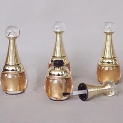 10ml capacity waist drum shape gold color acrylic material nail polish bottle with brush and cap