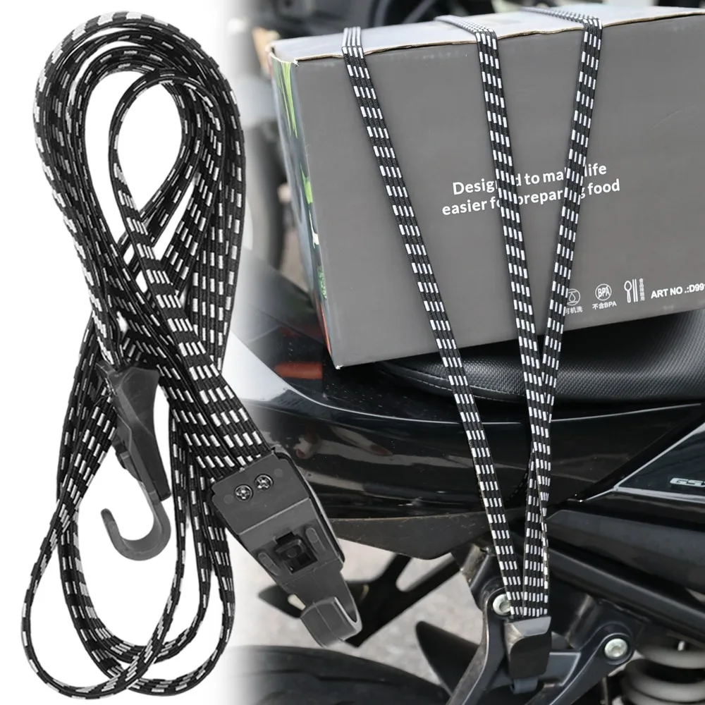 Motorcycle Luggage Strap 90cm Adjustable Bungee Cord with Hook Helmet Cargo Net Elastic Rope Bike Rack Tie Down Accessories Gear