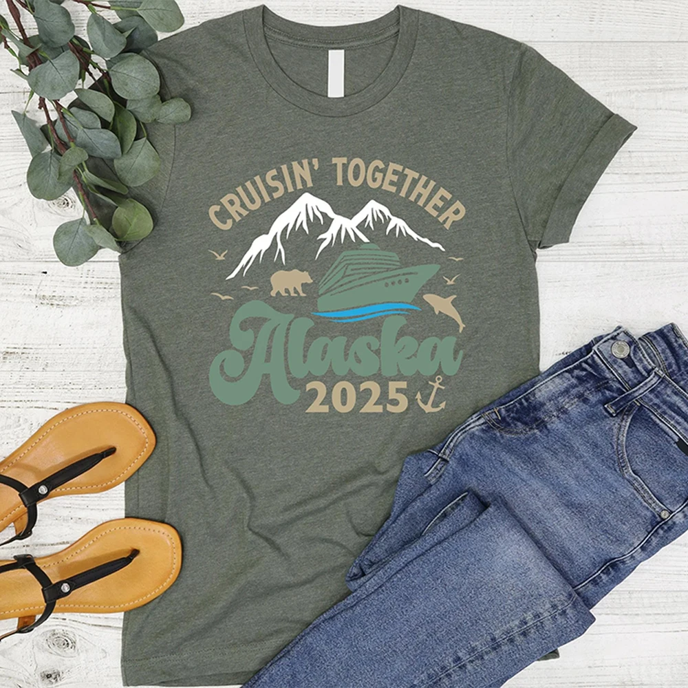 Camiseta cómoda Vintage de crucero Together Alaska 2025, camiseta con estampado de crucero de Alaska, camisa de vacaciones de Alaska, ropa de calle informal de moda