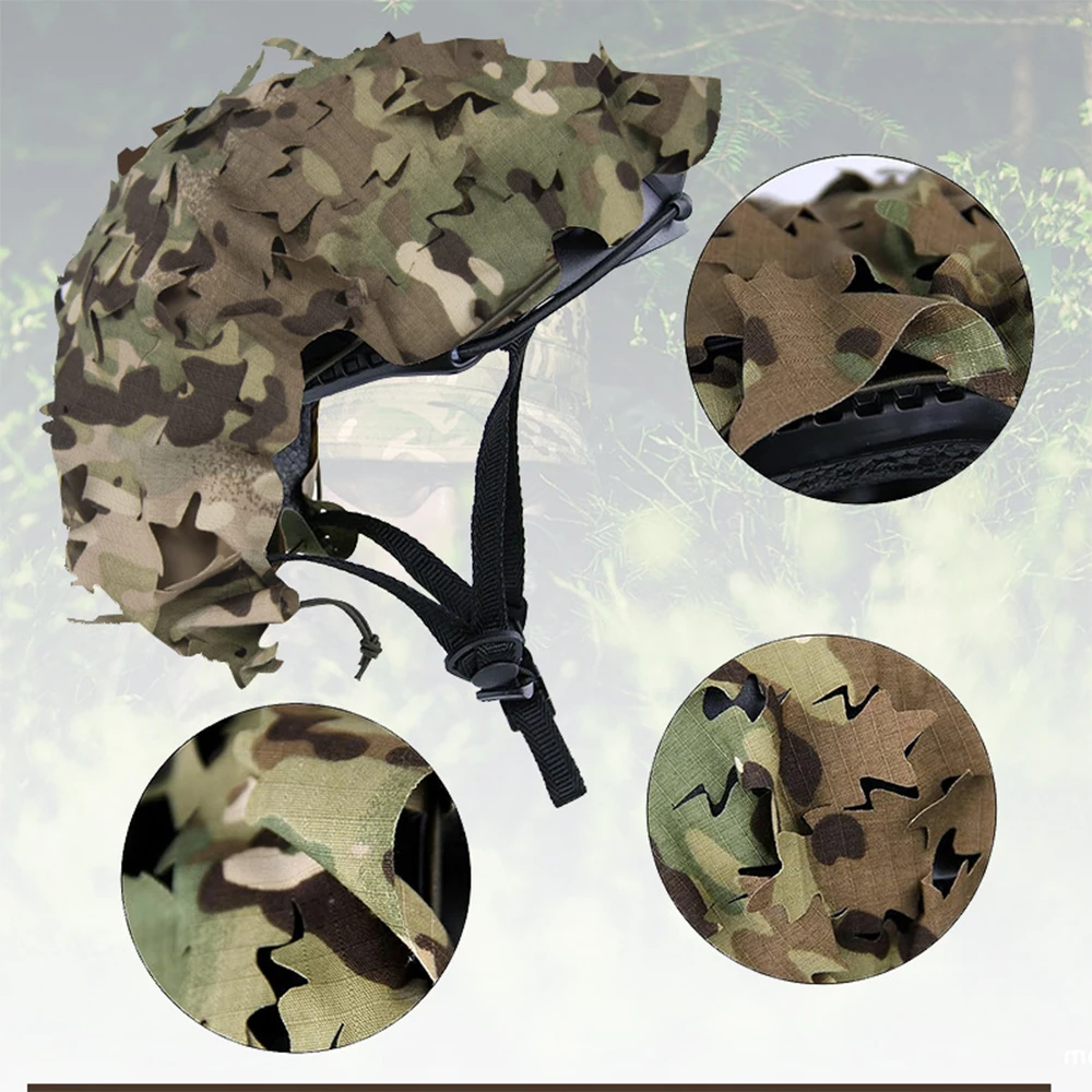 3D Camo Laser Cut Leaf Shape Airsoft Helmet Cover Mesh Helmet Cloth Paintball Paratrooper Hunting Airsoft Helmet Accessories