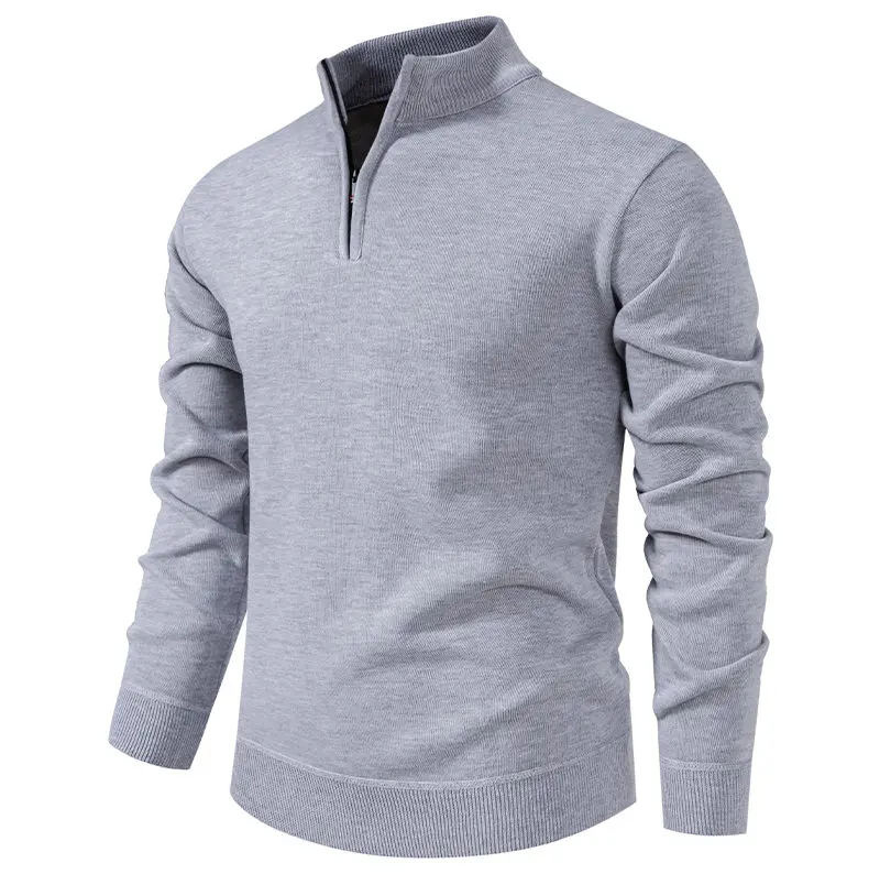 Herren-Fleece-Pullover mit halbem Reißverschluss und Stehkragen für Herbst und Winter, lässiges Jugendtrend-Strickoberteil, bequeme, vielseitige Kleidung – Detail 11