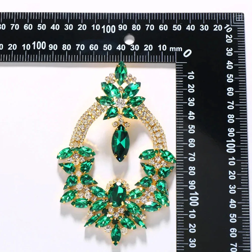 Stonefans Exaggerated Green Rhinestone Earrings for Women Drag Queen Accessories 2023 Oversize Crystal Dangle Earring Jewelry
