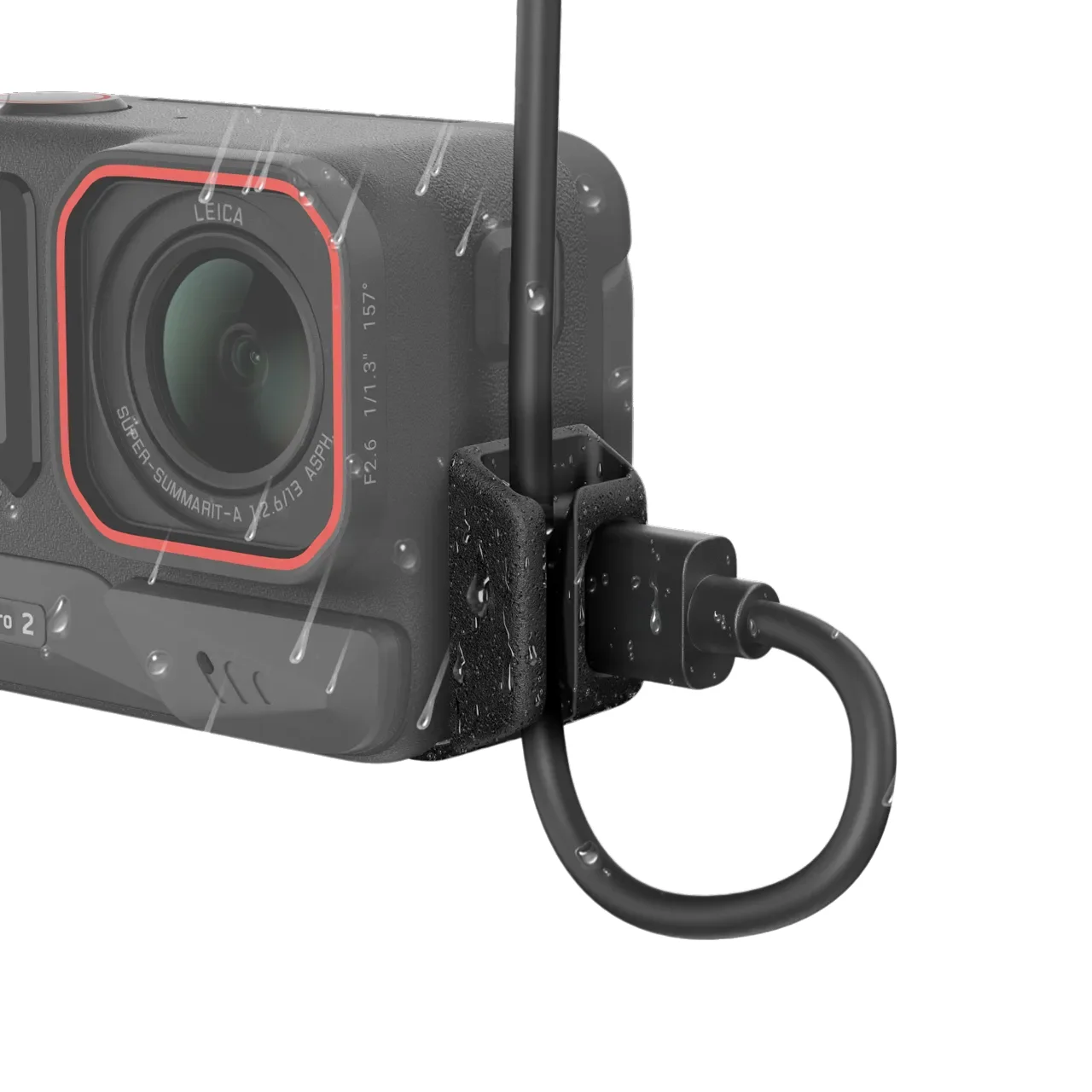 Charging Rain Cover for Insta360 Ace Pro 2 Ace Pro IPX4 Splash-Resistant Port Door with 1.5m Cable Record While Charging