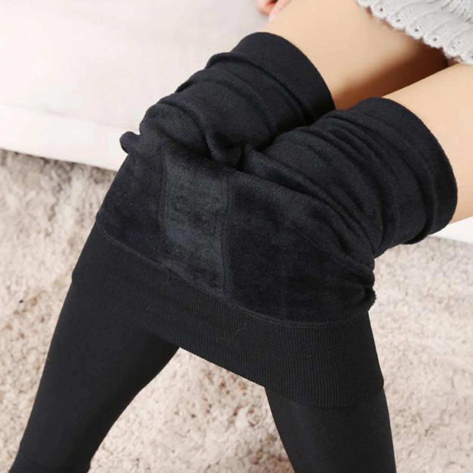 

Winter Warm Legging Trousers Solid Women Velvet Thick Leggings Pants High Waist Elastic Tight Female Workout Cropped Underwear