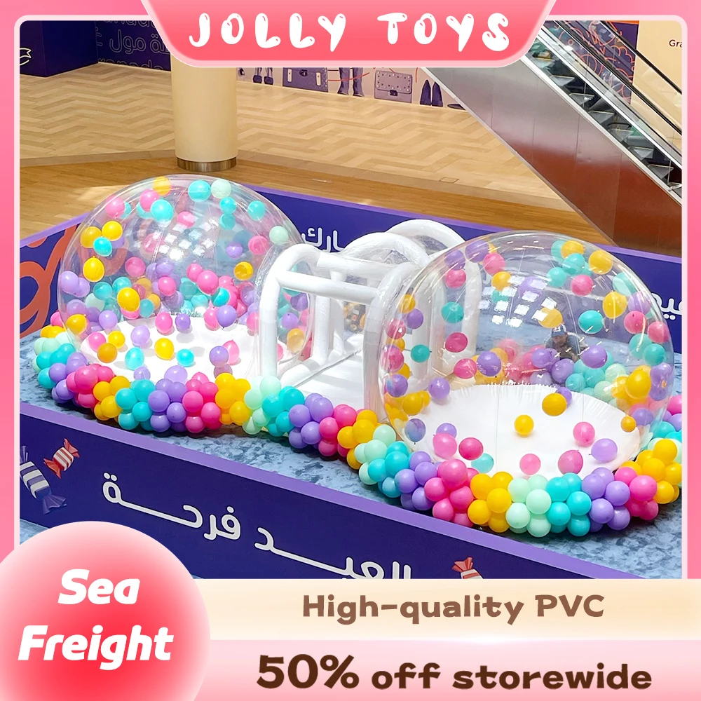 

Надувной прозрачный двухместный дом-пузырь для улицы с вентилятором для дня рождения, батута и подарков, игровой купол-палатка из ПВХ для детей