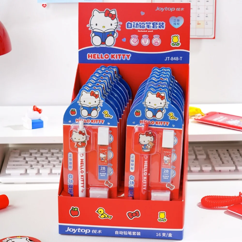 Genuine Sanrio Mechanical Pencil Kit Kawaii Hello Kitty Kuromi Melody Stationery Supplies For Daily Writing Drawing Study Office
